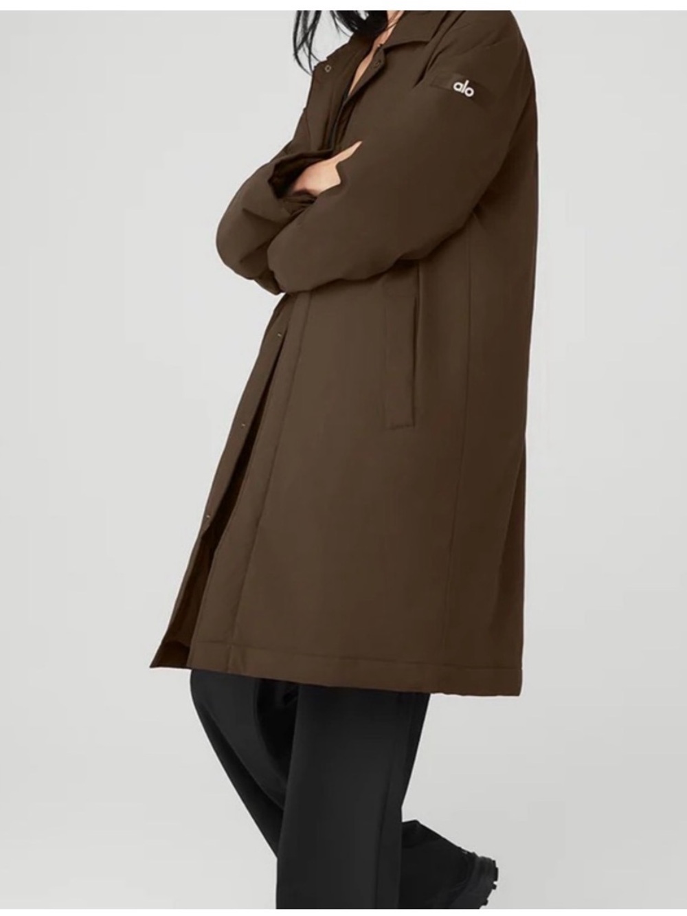 ALO Yoga Brown Women's Raincoat with Subtle Logo
